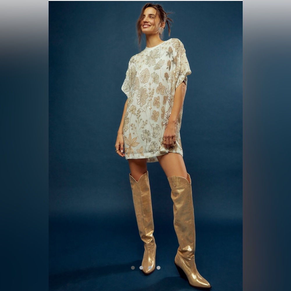 Free People Jewel Mini Dress - Snow White Combo